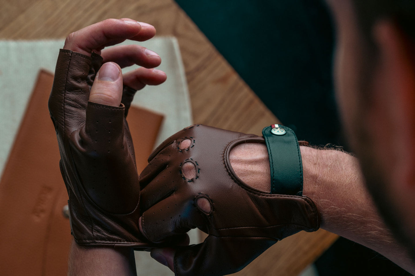 Fingerless Driving Gloves - Short Shifters Cognac