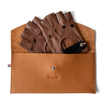 Fingerless Driving Gloves - Short Shifters Cognac