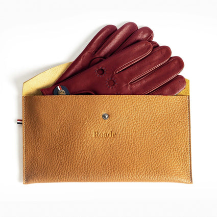 Classic red leather driving racing gloves