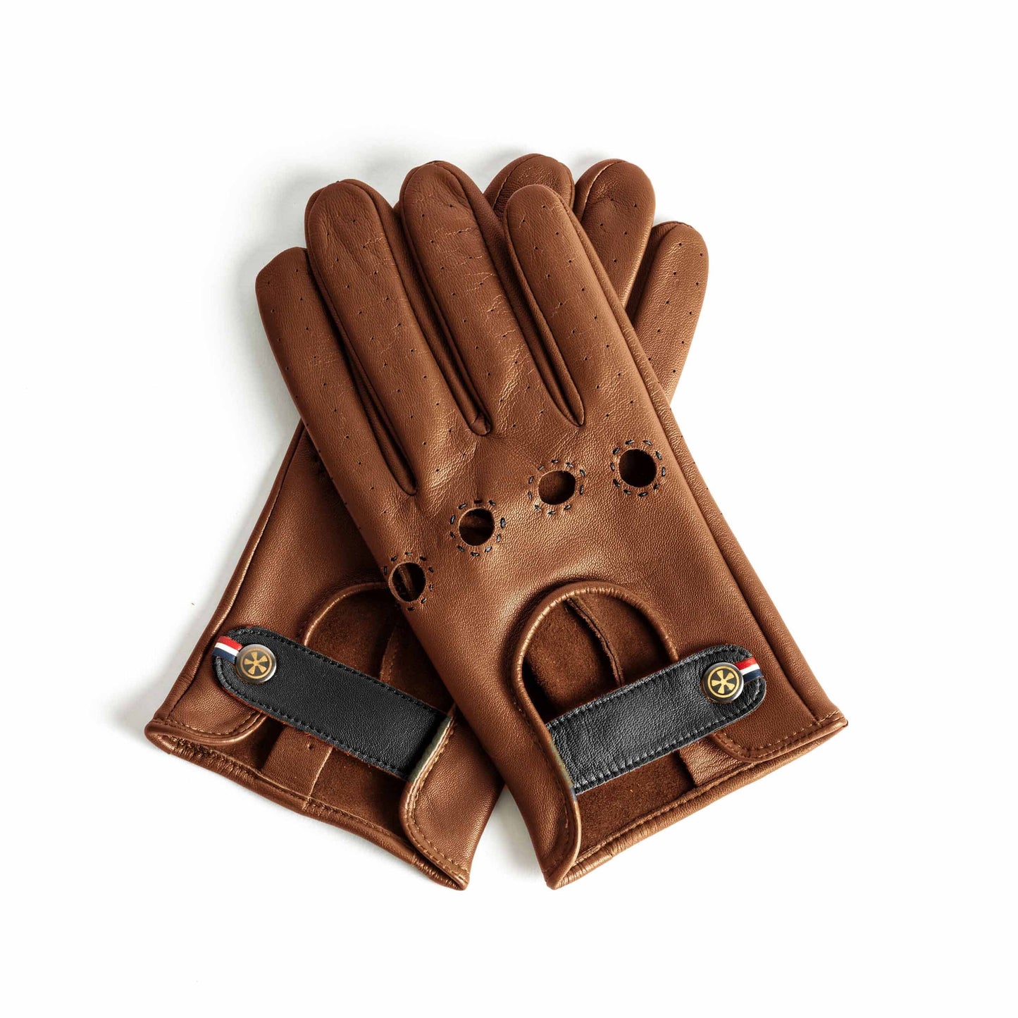 Classic brown leather driving racing gloves