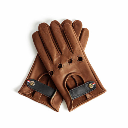 Classic brown leather driving racing gloves