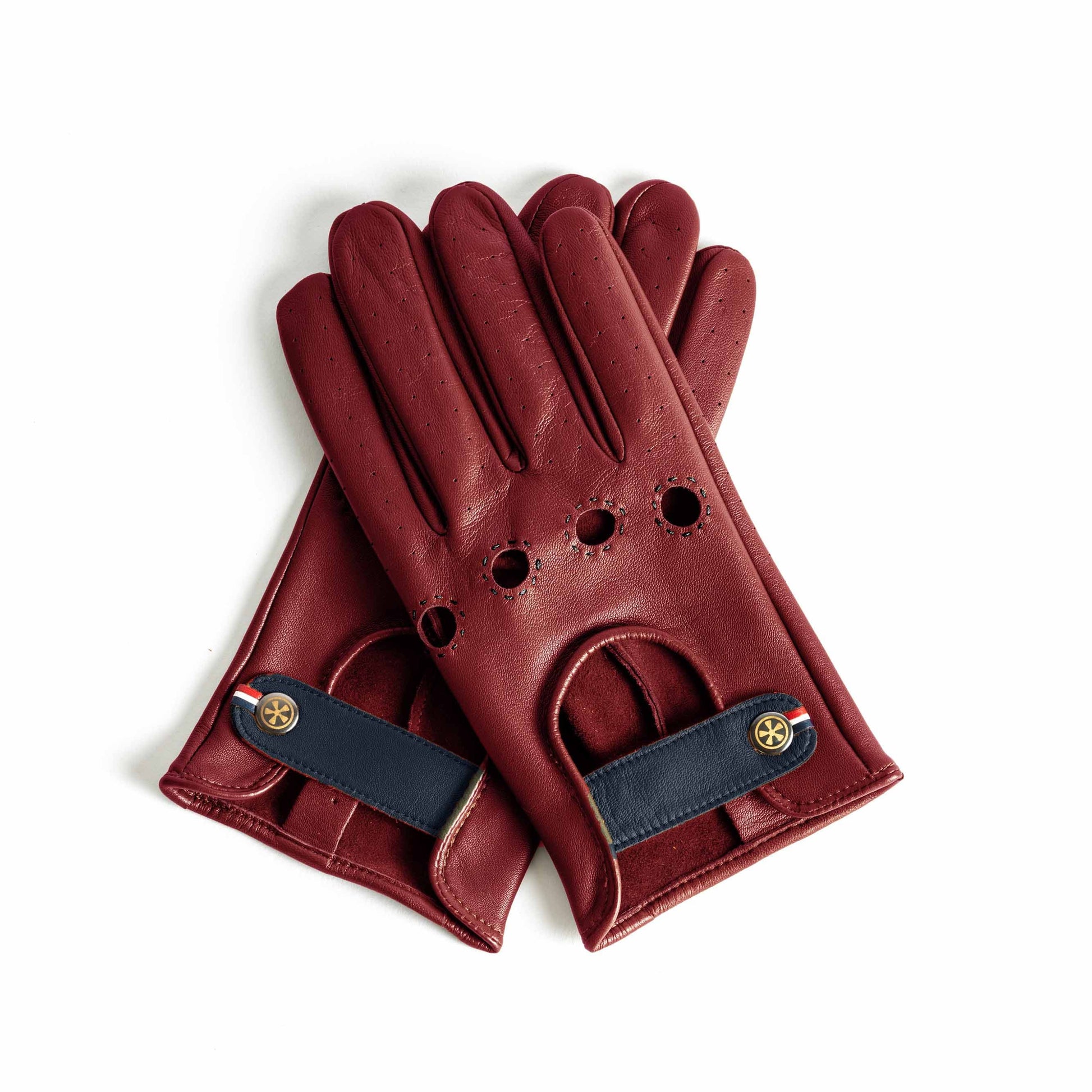 Classic red leather driving racing gloves